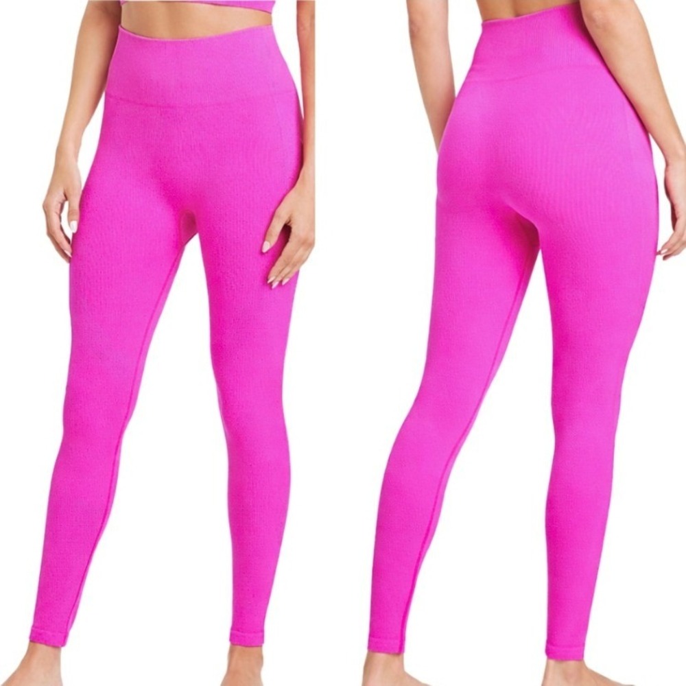 JoyLab Womens NWT High-Rise Ribbed Seamless Leggings Festival Fuchsia Pink XL
